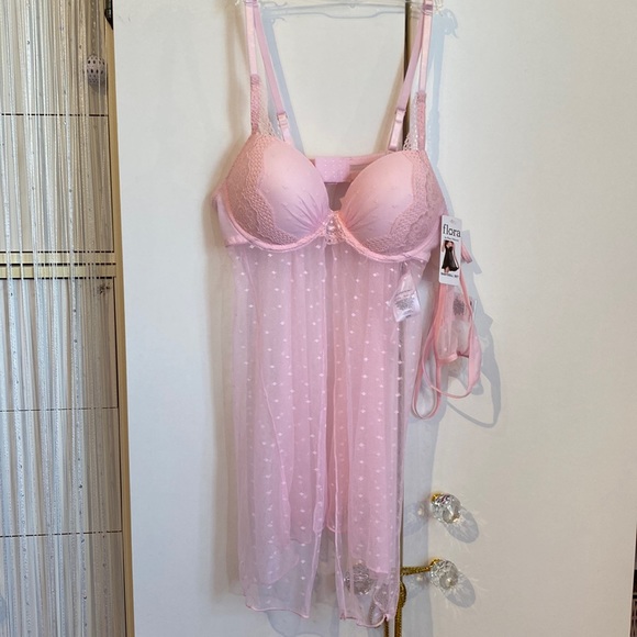 Flora Barbie Pink 2 Piece Baby Doll Set Size Small - Picture 3 of 16
